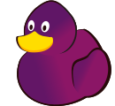 Lila Version des Sammel-Ente Logos